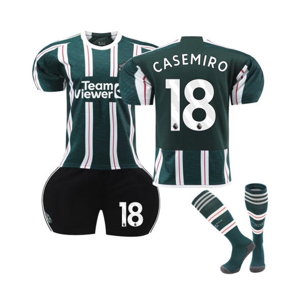 2023/24 Manchester United Borta #18 Casemiro Fotbollströja Set 16(90-100CM)