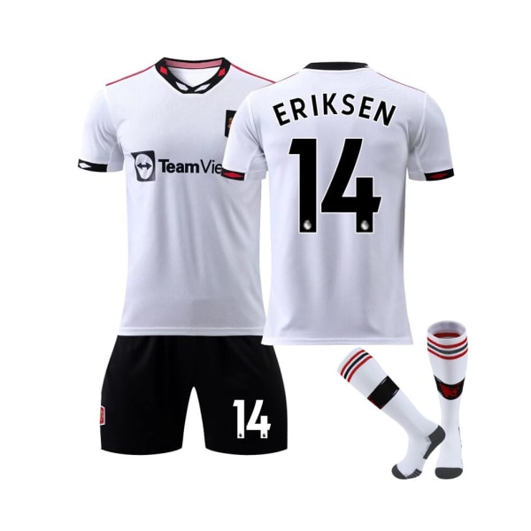 Manchester United 2022/23 bortatröja Eriksen No.14 Fotbollströja 3-delade kit för barn Vuxna 28(150-155CM)