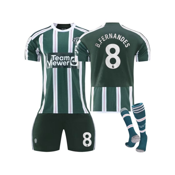 (2023/24 Manchester United Borta #8 B.Fernandes Fotbollströja Kit för barn Vuxna 28(150-160CM)