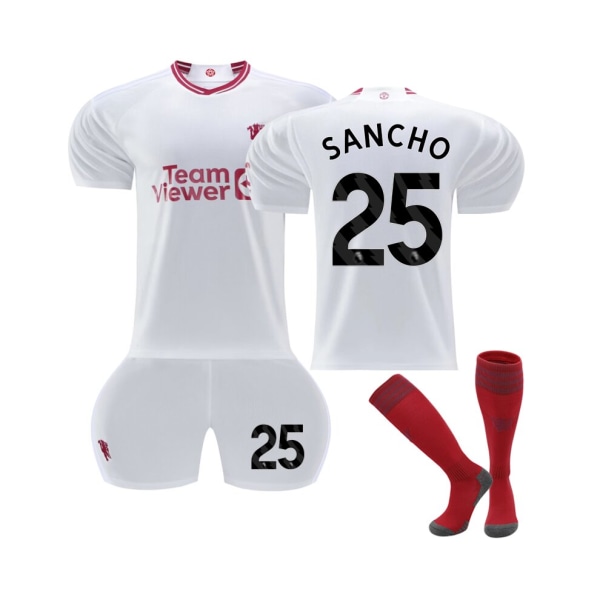 (2023/24 Manchester United Third Shirt #25 Sancho Soccer Jersey Set L(175-180CM)