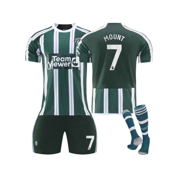 (2023/24 Manchester United Away #7 Mount Fotbollströja Kit för barn, vuxna 16(90-100CM)