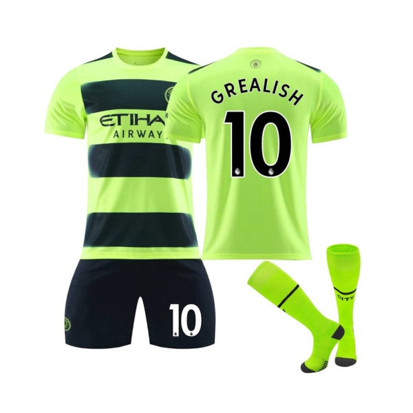 (Manchester City 3rd Kit 22/23 Grealish No.10 Fotbollströja 3-delade kit för barn Vuxna Svart 38