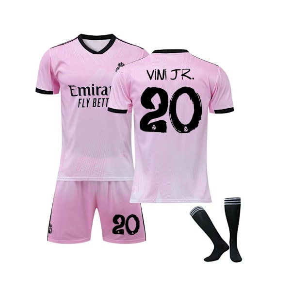 (Real Madrid Pink Joint Commemorative Edition tröja Vini JR. No.20 fotbollströja 3-delade kit för barn Vuxna Claret,40