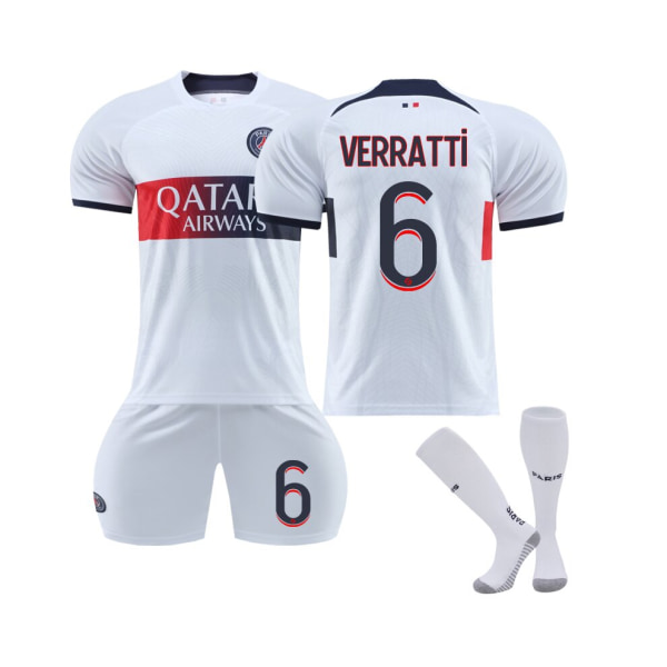 (Paris Saint-Germain 2023/2024 Verratti #6 Away Fotbollströja Kit 22(120-130CM)