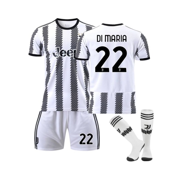 Juventus hemmatröja 2022/23 Di Maria No.22 fotbollströja 3-delade kit för barn Vuxna 22(130-135CM)