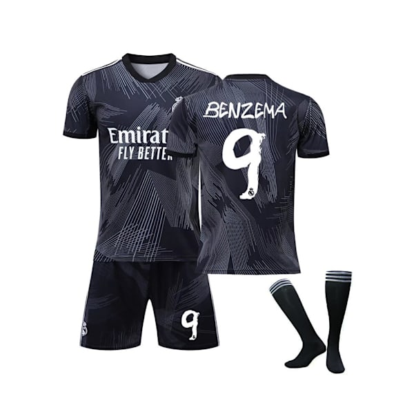 (Real Madrid 120-årsjubileum Y3 Joint Jersey Benzema No.9 Fotbollströja 3-delade kit för barn Vuxna 20(115-125CM)