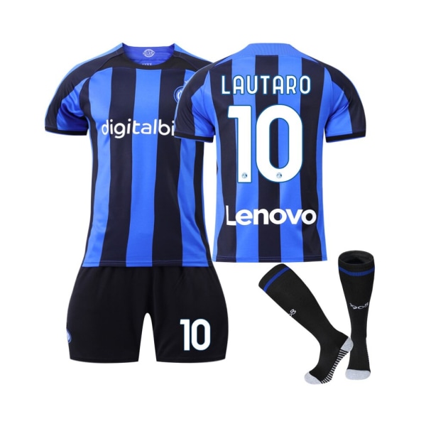 (Inter Milan 22/23 hemmatröja Lautaro No.10 fotbollströja 3-delade kit för barn Vuxna XS(155-165CM)