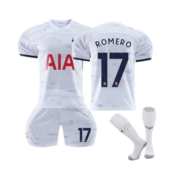 (2023/24 Tottenham Home #17 Romero Fotbollströja Kit för barn Vuxna 18(100-110CM)