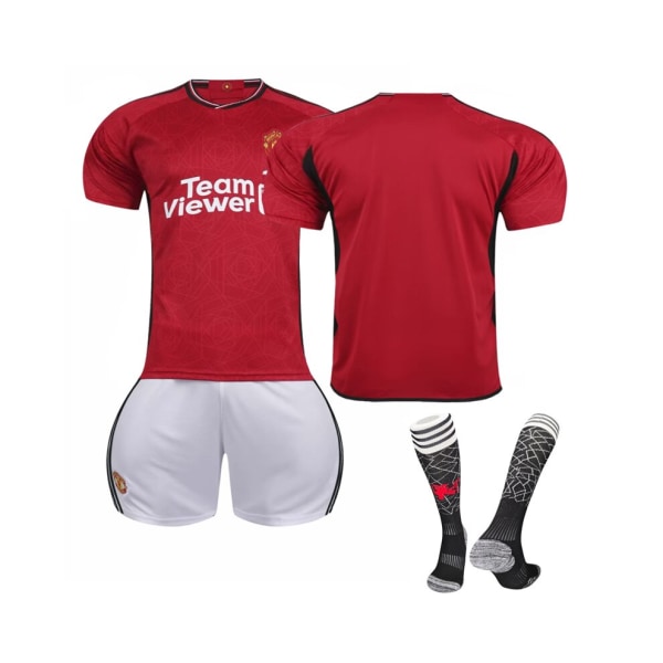 (2023/24 Manchester United hemmalag fotbollströja Kit för barn, vuxna 18(100-110CM)
