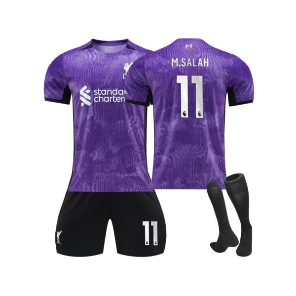 (2023-2024 New Purple Second Away #11 M.Salah Fotbollströja Fotbollströja Kit XL(180-185CM)