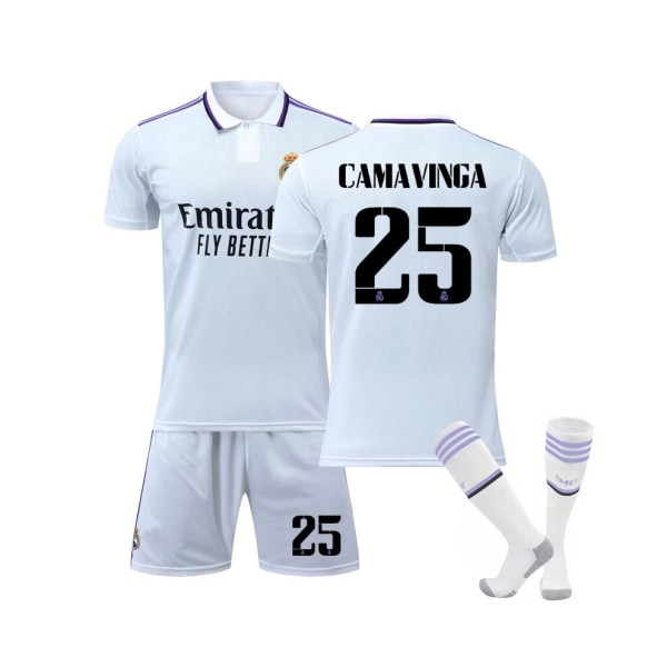 Real Madrid 2022/23 Hemmetröja Camavinga No.25 Fotbollströja 3-delade kit för barn Vuxna 20(115-125CM)