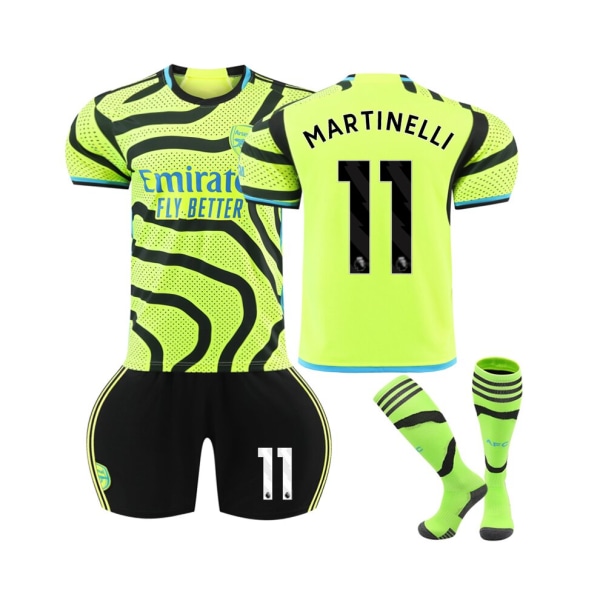 (2023/24 Arsenal bortatröja #11 Martinelli fotbollströja Vit 2XL