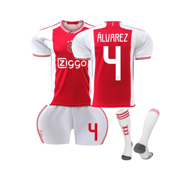 (2023/24 Ajax Home #4 Alvarez fotbollströja set 16(90-100CM)