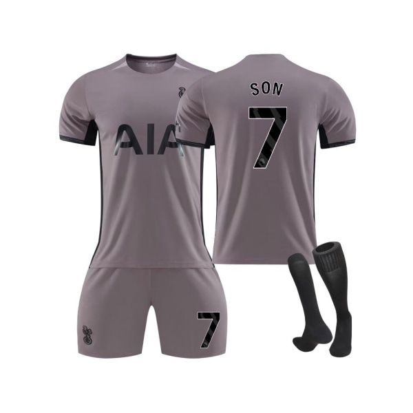 (2023/24 Tottenham Away #7 Son Fotbollströja Kit för barn Vuxna 22(120-130CM)