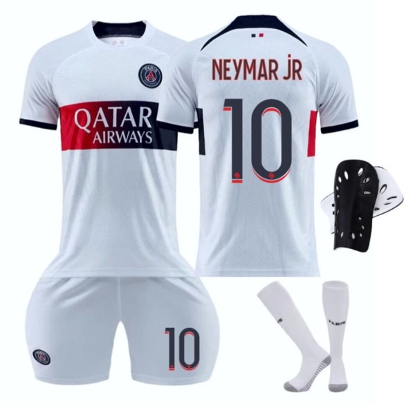(NEYMARJR 10, ) 2023-2024 Paris borta fotbollströja med strumpor med knäskydd NEYMARJR 10 Kids 22(120-130CM)