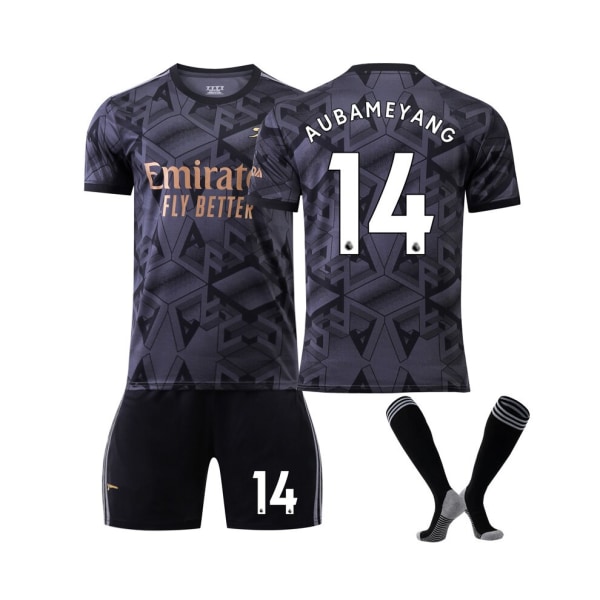 Arsenal 22/23 bortatröja Aubameyang No.14 Fotbollströja 3-delade kit för barn Vuxna 16(90-100CM)