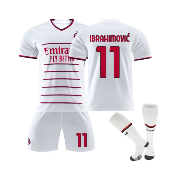 (AC Milan bortatröja 2022/23 Ibrahimovic No.11 Fotbollströja 3-delade kit för barn Vuxna 18(100-110CM)