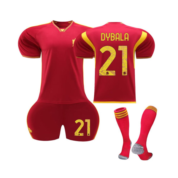 (2023/24 AS Roma Home Set Dybala # 21 fotbollströjor 18(100-110CM)
