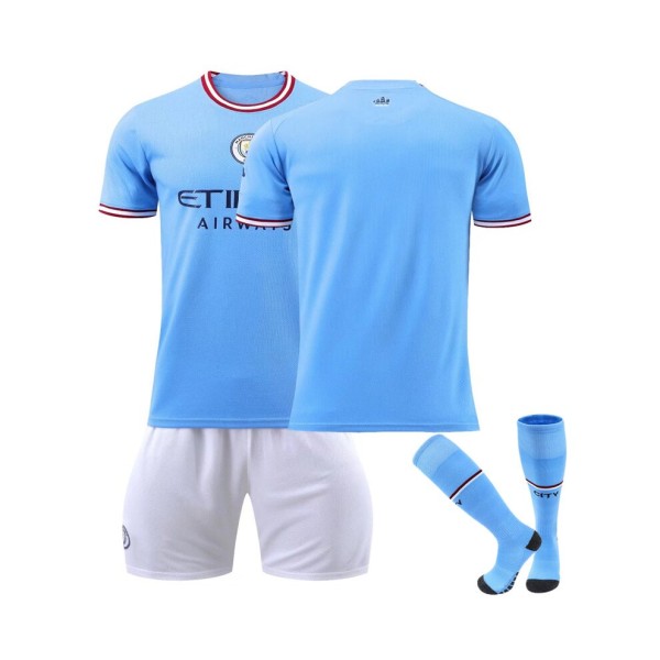 (Manchester City UEFA Champions League Final Edition Team fotbollströja 3-delade kit för barn Vuxna L(175-180CM)