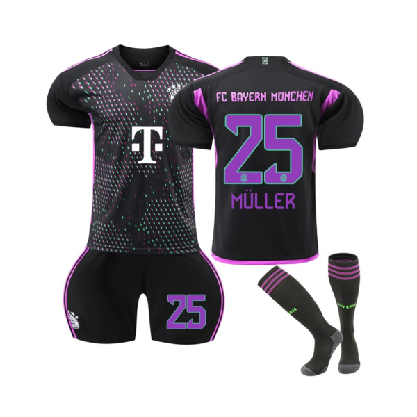 (2023/24 Bayern Borta Muller #25 Fotbollströja Set XL(180-185CM)