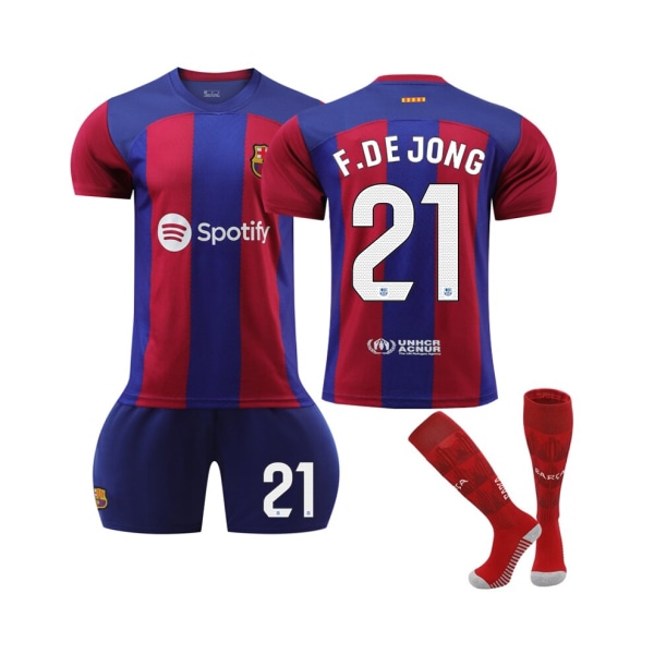 (2023/24 Barcelona Hem #21 F.De Jong Fotbollströja Set Mörka Gary 44