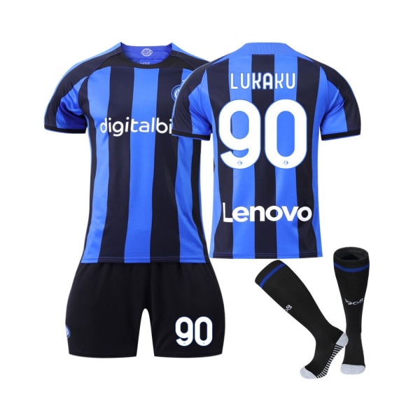 (Inter Milan 22/23 hemmatröja Lukaku No.90 fotbollströja 3-delade kit för barn Vuxna XS(155-165CM)