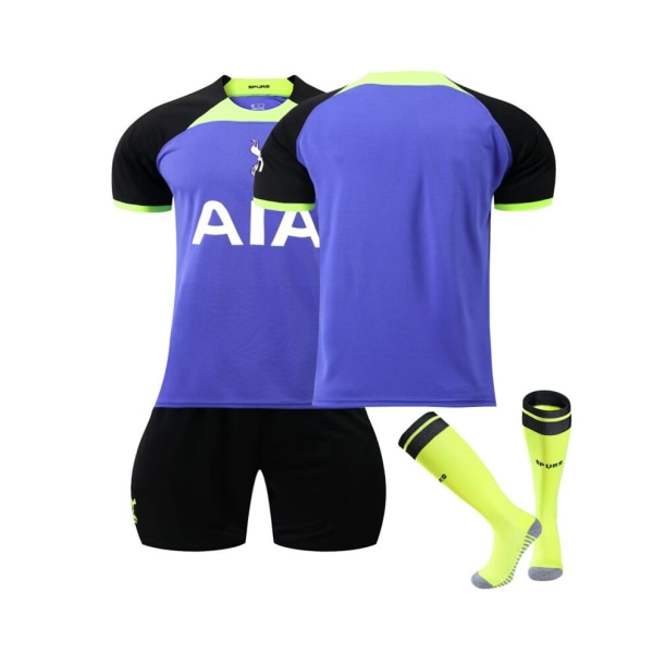 (2022/2023 Tottenham bortatröja lila fotbollströja 3-delade kit för barn Vuxna Gul 34-35