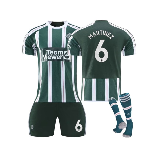 (2023/24 Manchester United Borta #6 Martinez Fotbollströja Kit för barn Vuxna 24(130-140CM)