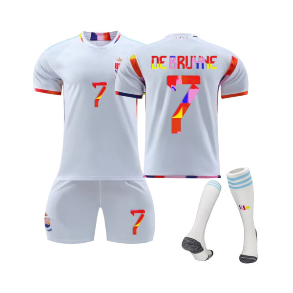 (Belgien 2022/23 Away Jersey Special Edition De Bruyne #7 Fotboll T-shirt Shorts Kit Fotboll 3-delade set Svart 39