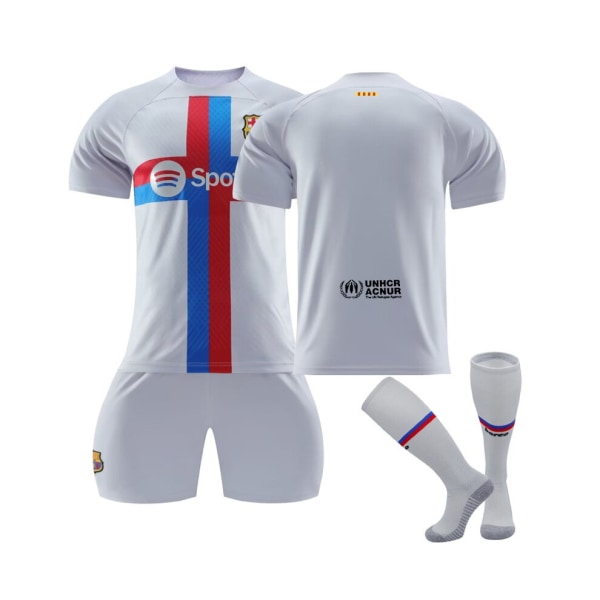 (FC Barcelona 2022/23 Stadium tredje tröja lag fotbollströja 3-delade kit för barn Vuxna Blue Striped Crab,24-25