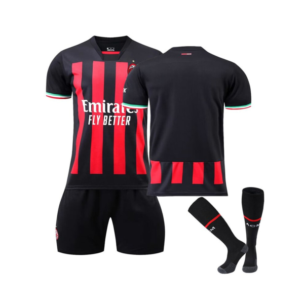 (AC Milan hemmatröja 2022/23 lagfotbollströja 3-delade kit för barn, vuxna 28(150-155CM)