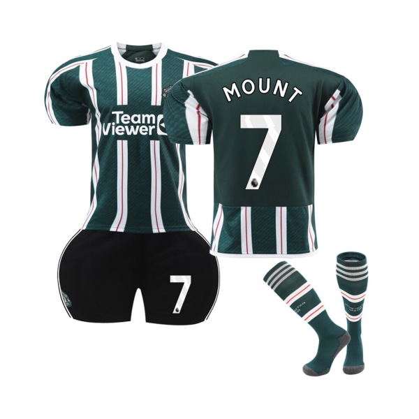 (2023/24 Manchester United Borta #7 Mount Soccer Jersey Set Black,M