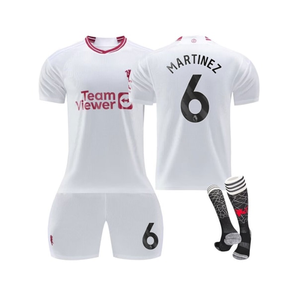 (2023/24 Manchester United Third Shirt #6 Martinez Fotbollströja Kit för barn Vuxna Black,XL