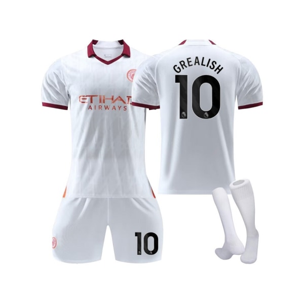 (2023/24 Manchester City Borta #10 Grealish Fotbollströja Kit för barn Vuxna 26(140-150CM)