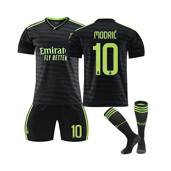 (Real Madrid 22/23 Third Jersey Modric No.10 Fotbollströja 3-delade kit för barn Vuxna Lätt kaffe