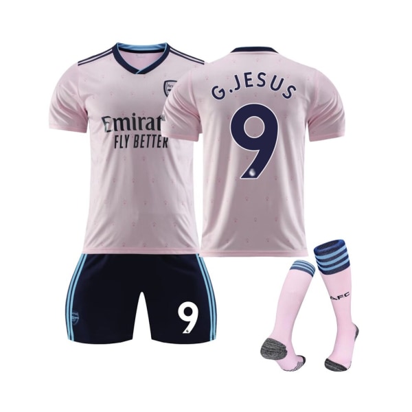 (Arsenal 22/23 Third Jersey G.Jesus No.9 Fotbollströja 3-delade kit för barn Vuxna 16(90-100CM)