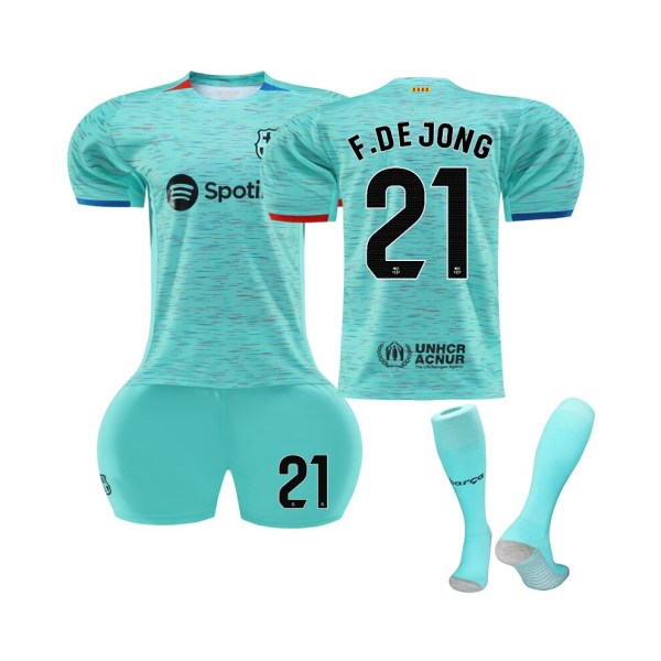 (2023/24 FC Barcelona tredje tröja #21 F.De Jong set Rosa 2XL