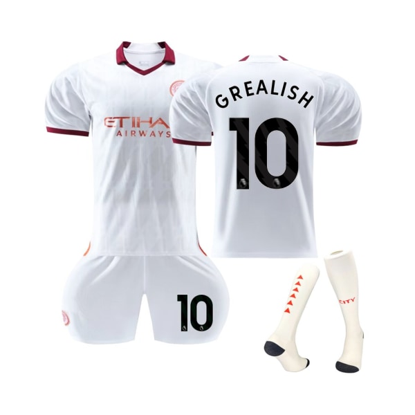 2023/24 Manchester City Borta #10 Grealish Fotbollströja Set 22(130-135CM)