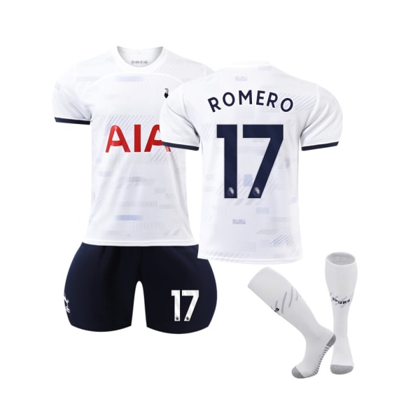 (2023/24 Tottenham Hemma #17 Romero Fotbollströja Set 16(90-100CM)