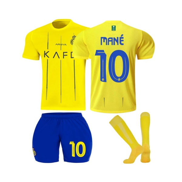 (2023/24 Al Nassr Riyadh Victory Home Jersey #10 Mane Fotbollströja Kit för barn Vuxna L(175-180CM)