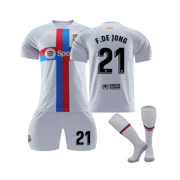 (FC Barcelona 2022/23 Stadium Third Jersey F.De Jong No.21 Fotbollströja 3-delade kit för barn Vuxna 16(90-100CM)