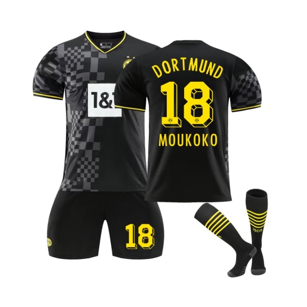 (Dortmund 2023/24 Hem #18 Moukoko fotbollströjasatser för barn Vuxna 18(100-110CM)