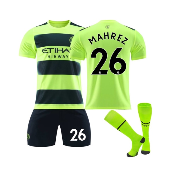 (Manchester City 3rd Kit 22/23 Mahrez No.26 Fotbollströja 3-delade kit för barn Vuxna L(175-180CM)