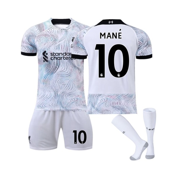 (Liverpool FC 2022/23 Stadium bortatröja Mane No.10 Fotbollströja 3-delade kit för barn Vuxna XS(155-165CM)