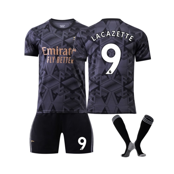 (Arsenal 22/23 Away Jersey Lacazette No.9 Fotbollströja 3-delade kit för barn Vuxna 18(100-110CM)