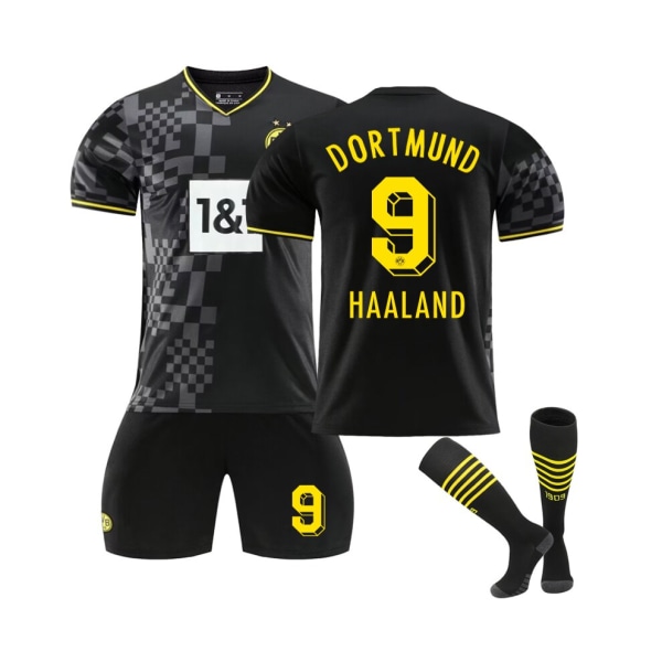 (Dortmund 2023/24 Hem #9 Haaland Fotbollströja Kits Svart Rosa S