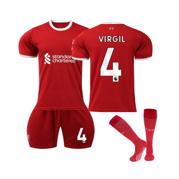 (2023/24 Liverpool hemmatröja #4 Virgil Fotbollströja Kit för barn, vuxna 22(120-130CM)