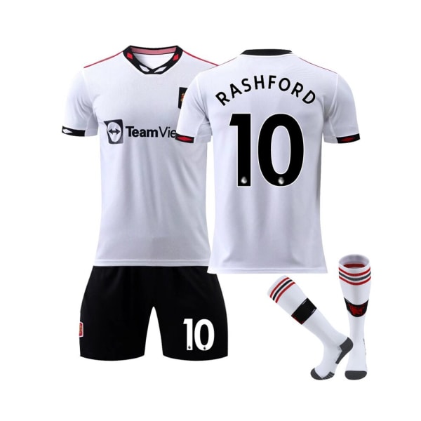 (Manchester United 2022/23 bortatröja Rashford No.10 fotbollströja 3-delade kit för barn Vuxna 18(100-110CM)
