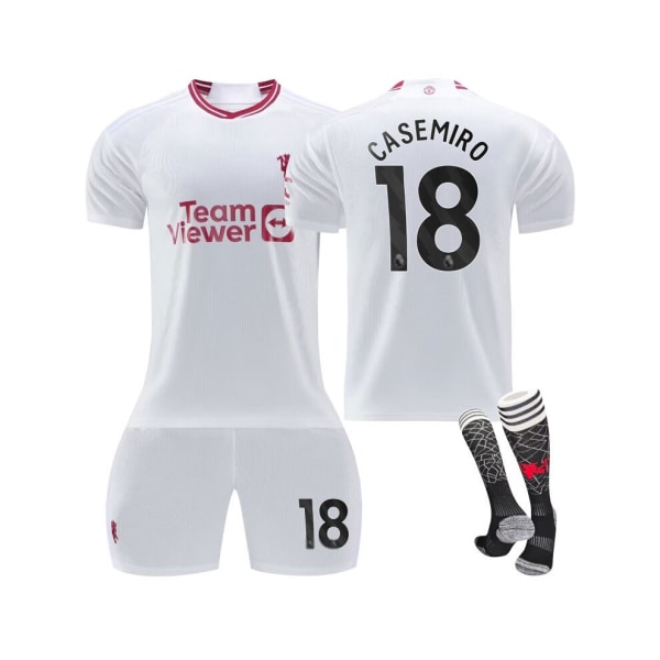 (2023/24 Manchester United Third Shirt #18 Casemiro Fotbollströja Kit för barn Vuxna 24(130-140CM)