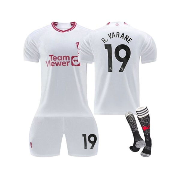 (2023/24 Manchester United Third Shirt #19 R.Varane Fotbollströja Kit för barn Vuxna S(165-170CM)